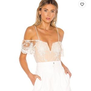 NBD Aubrie bodysuit in white and nude - XS
